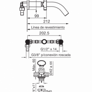 TRIADES 0203/C3 CR JUEGO LAVAT PARED